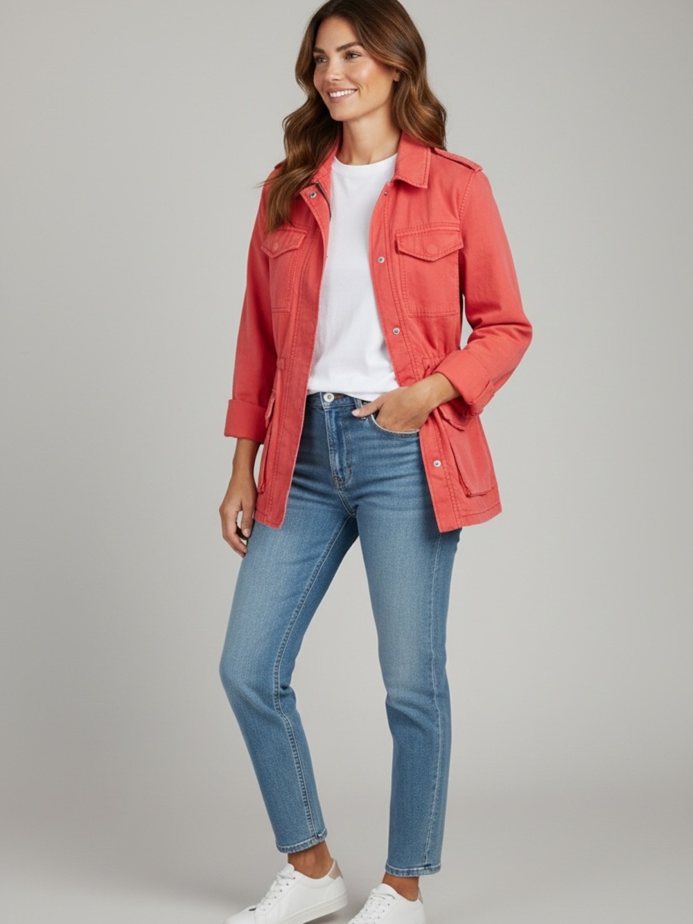 GAP Coral Utility Jacket with Flap Pockets- 100% cotton